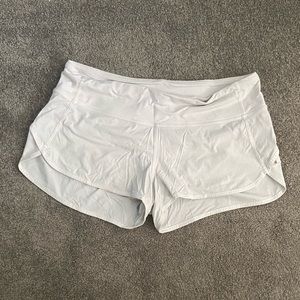 White Lululemon speed up shorts